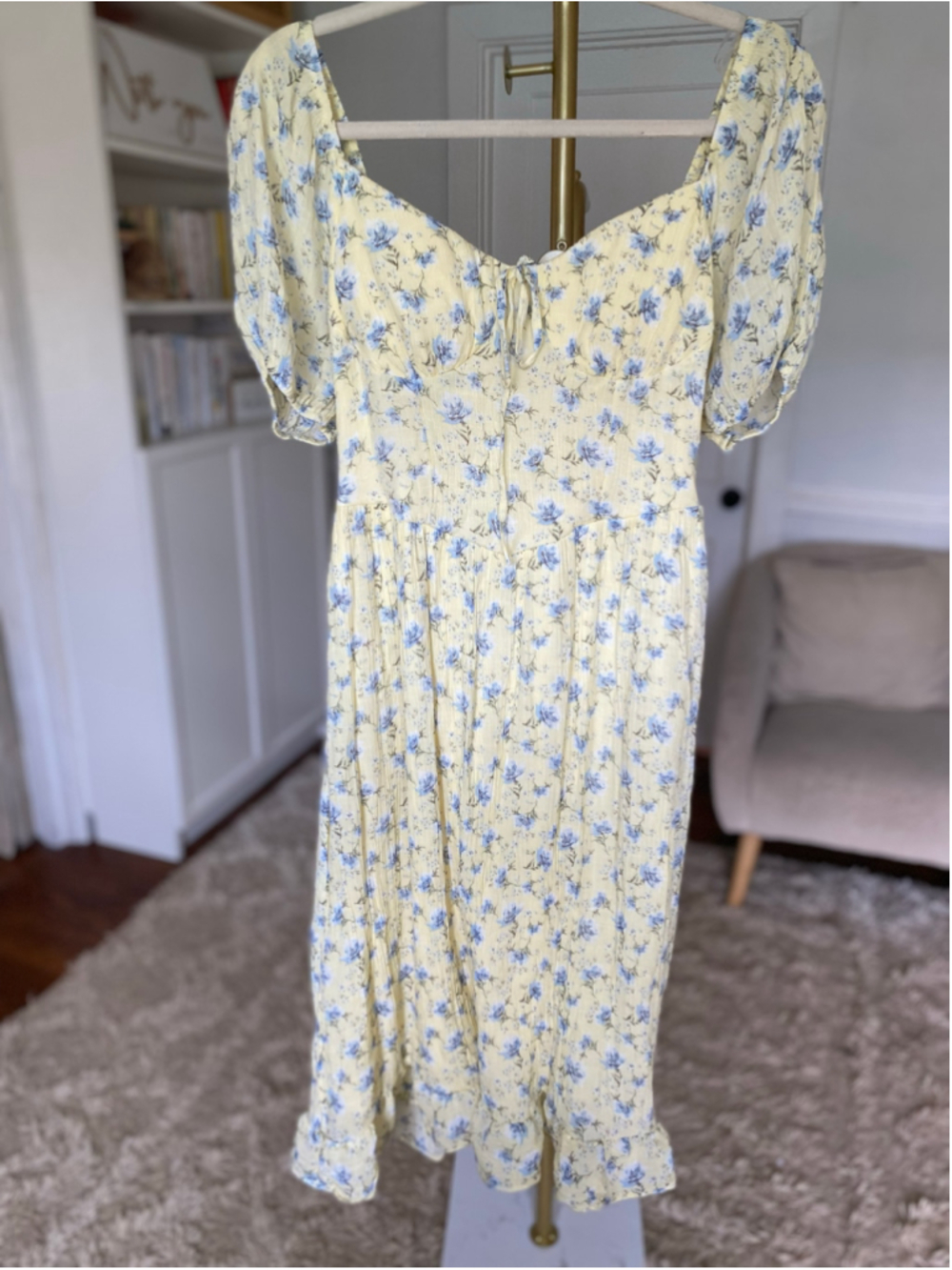 Second Generation Yellow Floral Maxi Dress Cottagecore Milkmaid Romantic Feminin - Picture 2 of 7
